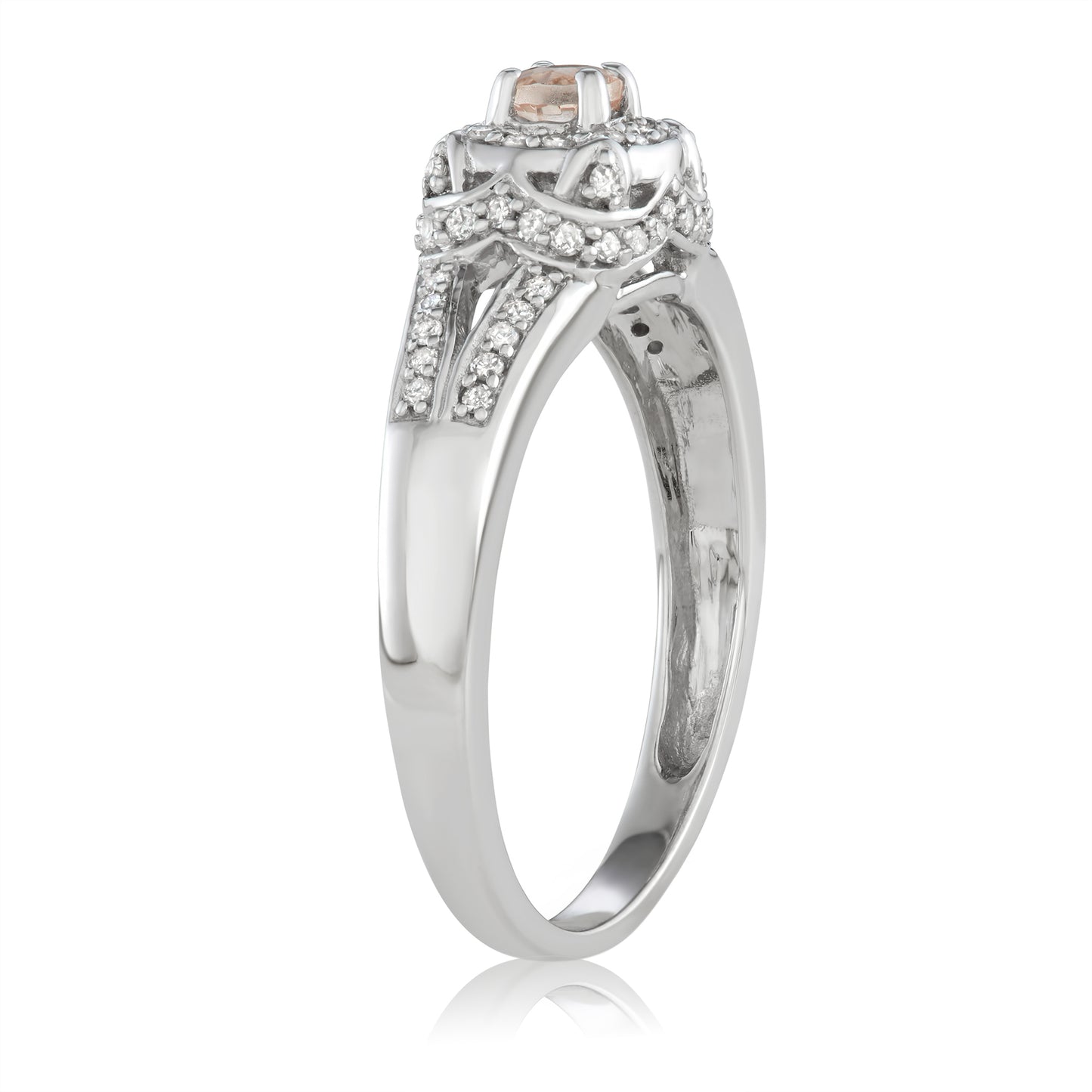14K White Gold 0.5ct TW Morganite and White Diamond Engagement Ring