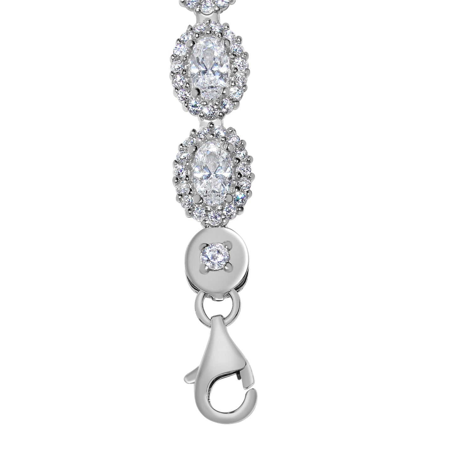 14k White Gold Swarovski Crystal Oval Link Ladies Tennis Bracelet