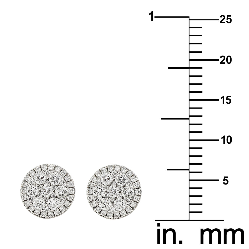 18k White Gold 3/8ct TDW White Diamond Round Cluster Stud Earrings