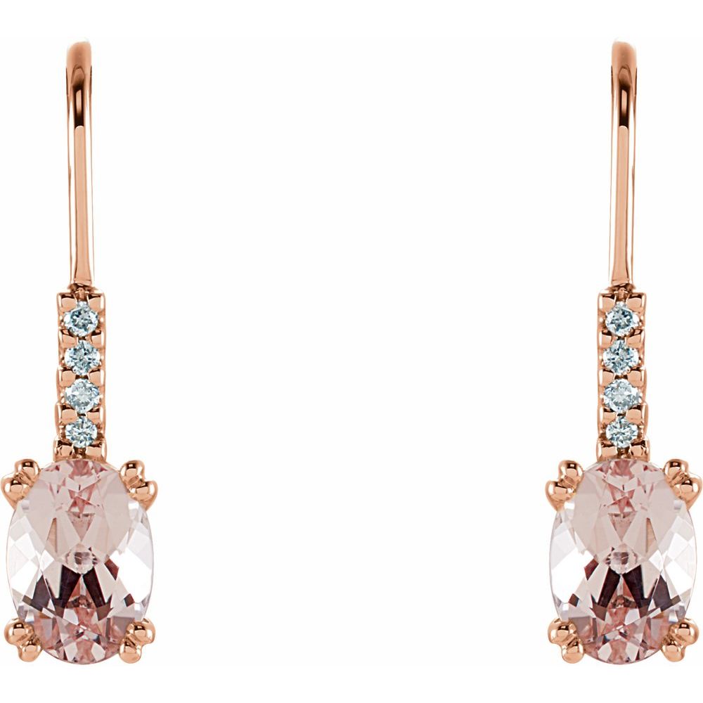 14k Rose Gold Natural Morganite & .05 CTW Natural Diamond Earrings