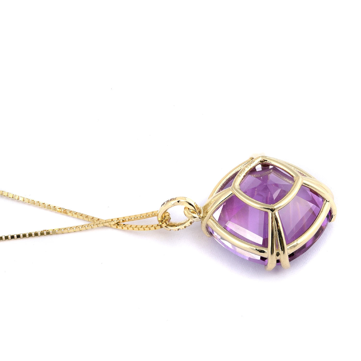 14K Yellow Gold 18.64ct TGW Purple Amethyst and Diamond One-of-a-Kind Pendant Necklace