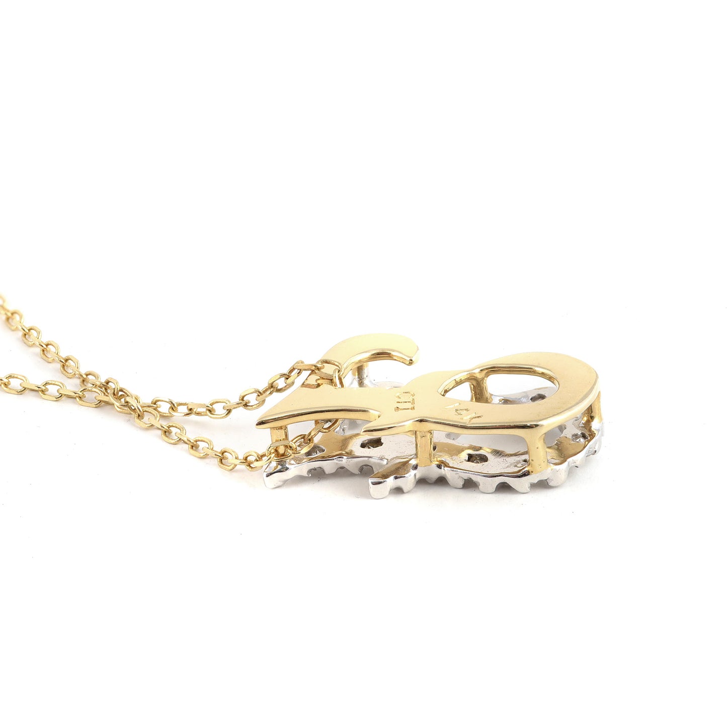 14K White and Yellow Gold 0.12ct TDW White Diamond Letter F Initial Pendant Necklace