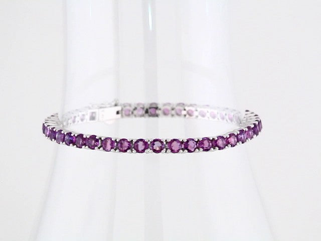 14k White Gold Natural Amethyst 7 1/4" Line Bracelet