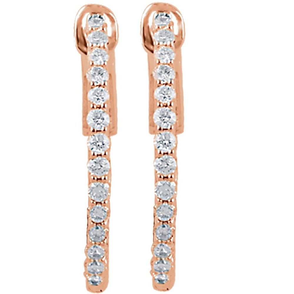 14k Rose Gold 19 mm 1/2 CTW Natural Diamond Inside-Outside Hinged Hoop Earrings