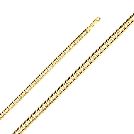14k Yellow Gold 6.9-mm Wide Regular Concave Cuban Chain 8.5 inch Bracelet