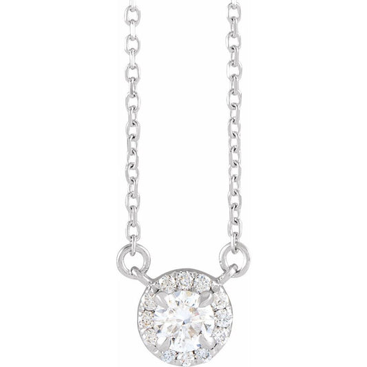14k White Gold 1/3 CTW Lab-Grown Diamond French-Set 16-18" Necklace