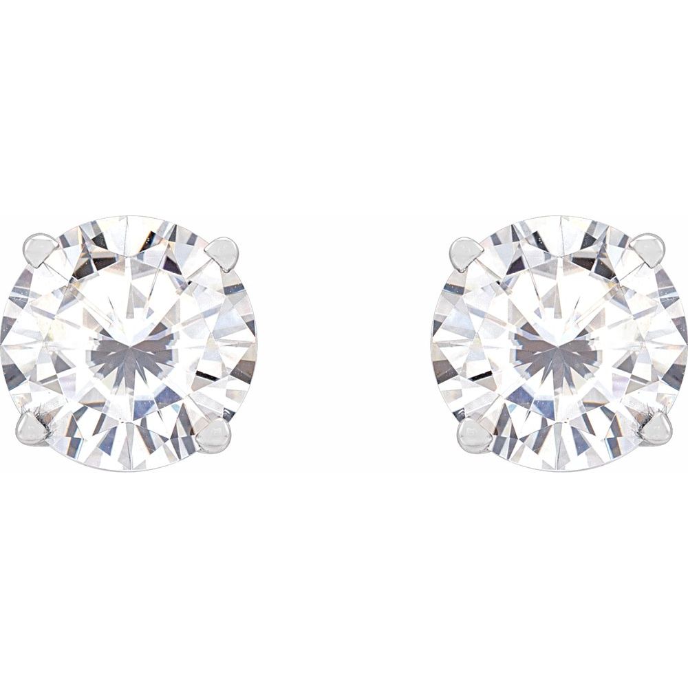 14k White Gold 6.5 mm Lab-Grown Moissanite Stud Earrings