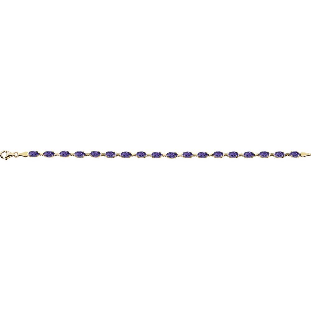 14k Yellow Gold Natural Amethyst 7.25" Bracelet