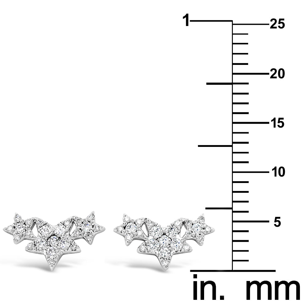 18k White Gold 1/4ct TDW White Diamond 3-Star Stud Earrings
