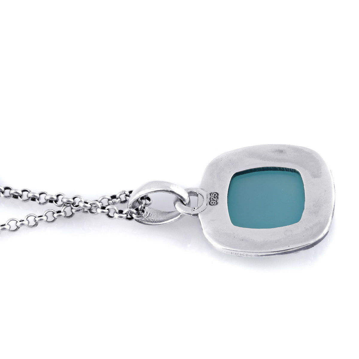 Sterling Silver Paraiba Color 6.67ct TGW Cushion-shape Agate One of a Kind Pendant Necklace