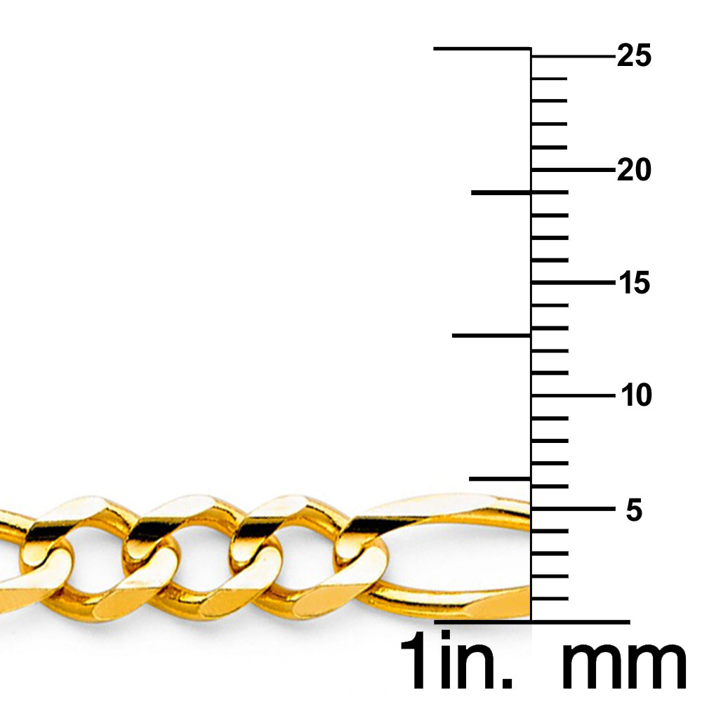 14k Yellow Gold 6mm Wide Regular Concave 3+1 Figaro Chain