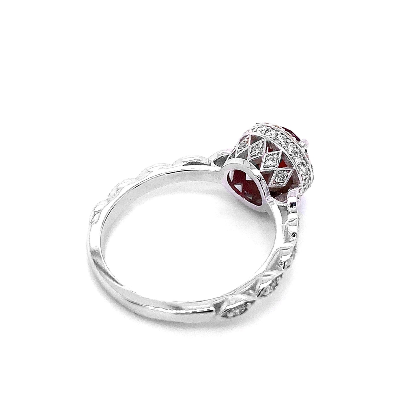 14k White Gold 1.55ct TGW Round-cut Ruby and White Diamond Halo Ring
