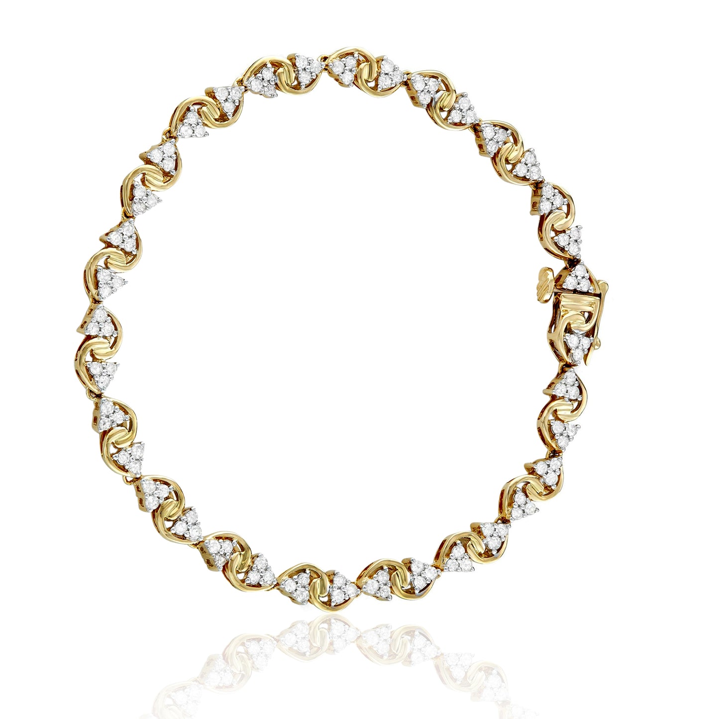 Yellow Goldplated Sterling Silver 0.20ct TDW White Diamond 7 Inch Link Bracelet