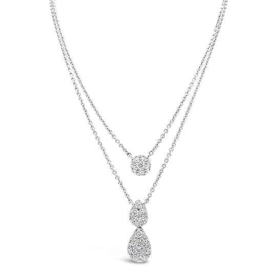 18k White Gold 5/8ct TDW White Diamond Double Pendant Necklace