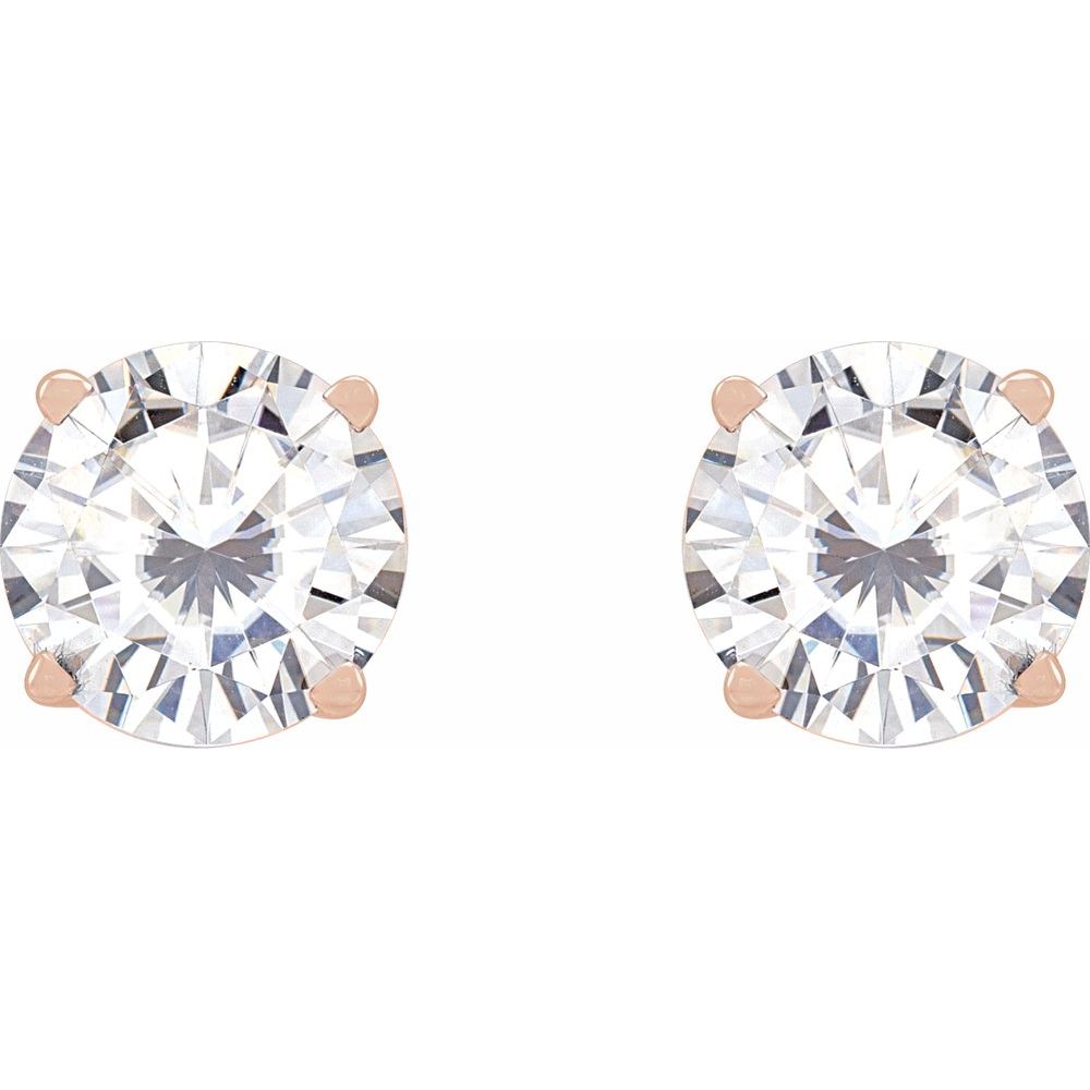 14k Rose Gold 6.5 mm Lab-Grown Moissanite Stud Earrings