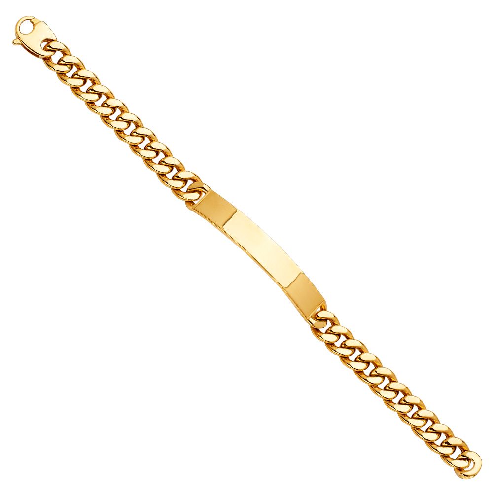 14K Yellow Gold Curb Link Identification Men's 8.5" Bracelet