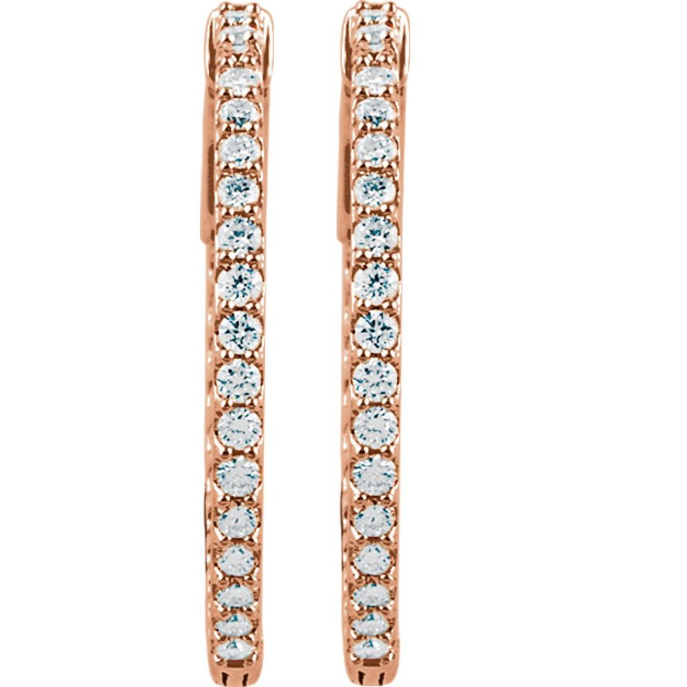14k Rose Gold 26.5 mm 1 CTW Natural Diamond Inside-Outside Hinged Hoop Earrings
