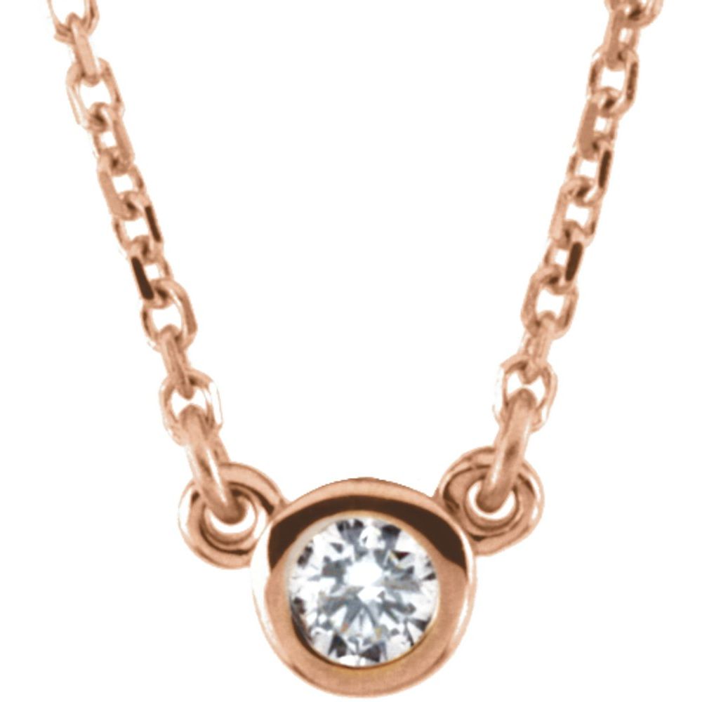 14k Rose Gold 1/4 CT Natural Diamond Solitaire 18" Necklace