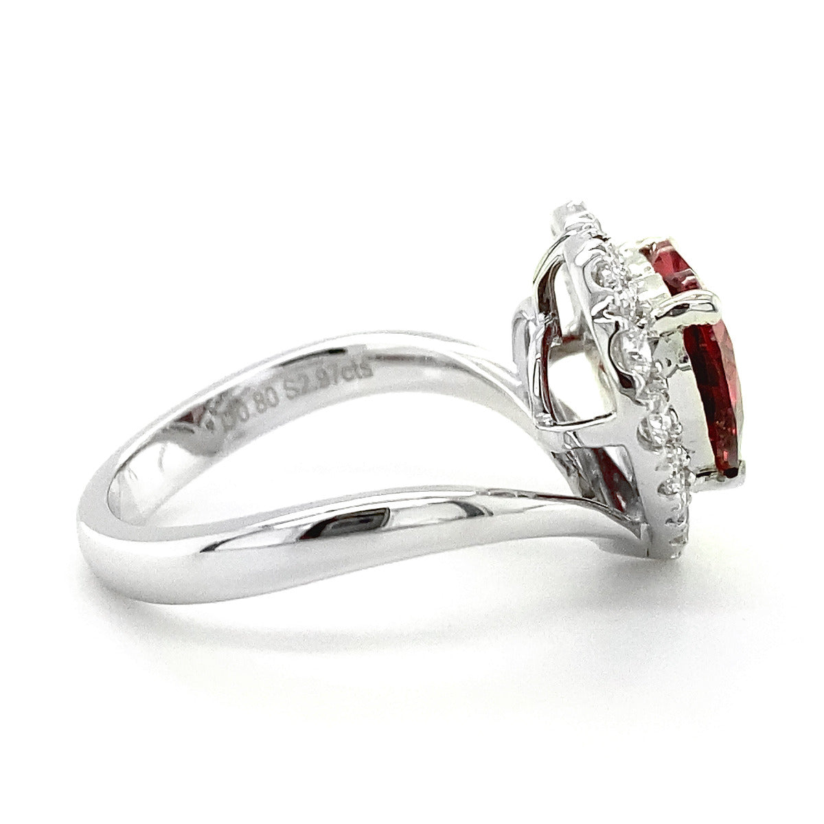 18k White Gold 3.77ct TGW Red Spinel and Diamond One-of-a-Kind Ring