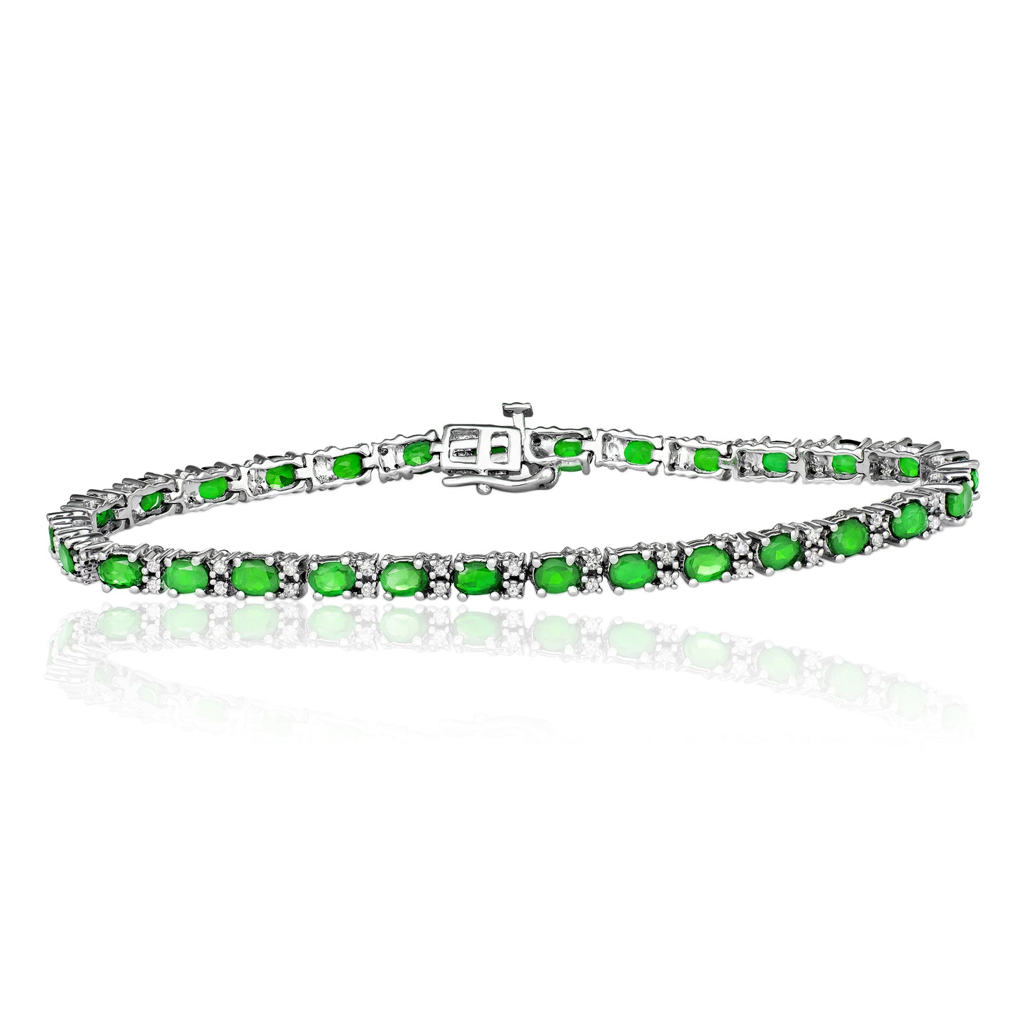Sterling Silver 0.50ct TGW Green Emerald 8-inch Link Bracelet