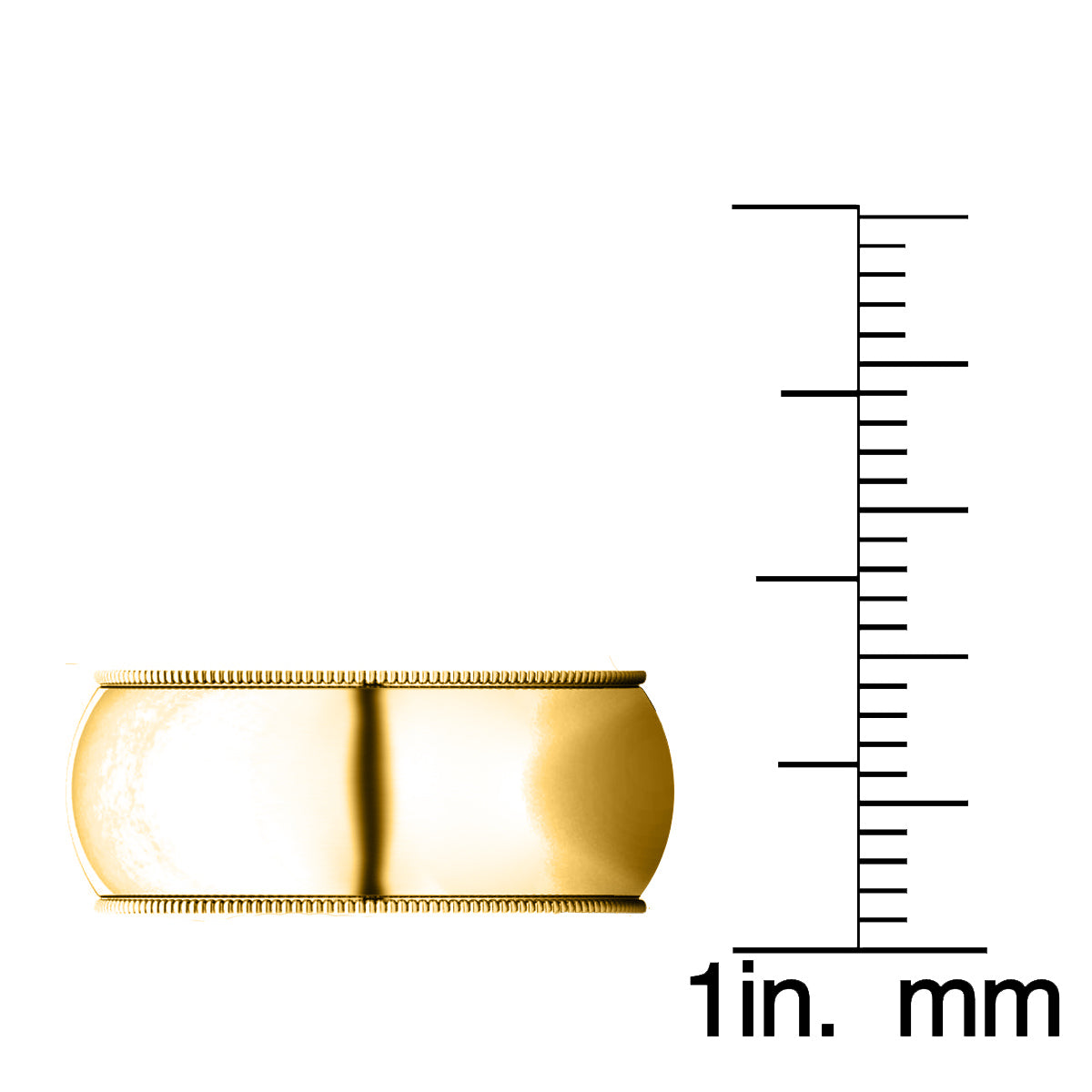 14k Yellow Gold 8mm Unisex Comfort-fit Polished Milgrain Wedding Band