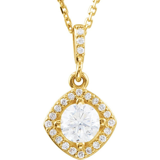14k Yellow Gold 5/8 CTW Natural Diamond Halo-Style 18" Necklace