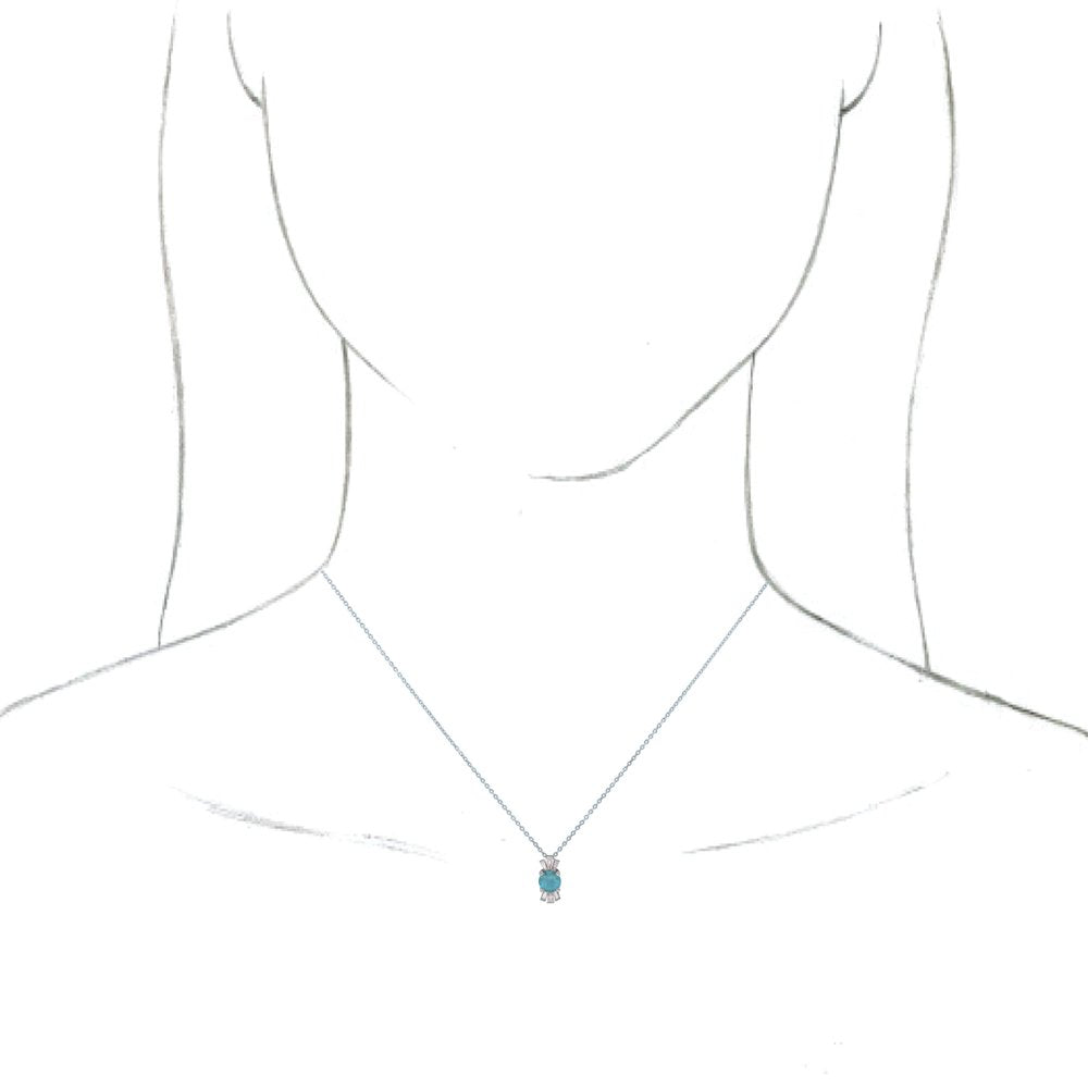 14k White Gold Natural Aquamarine & 1/6 CTW Natural Diamond 16-18" Necklace