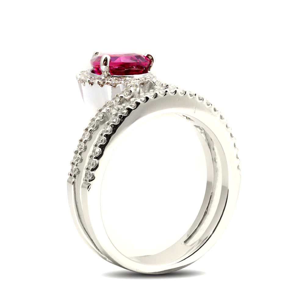 14K White Gold 2.48 ct TGW Ruby One-of-a-Kind Ring