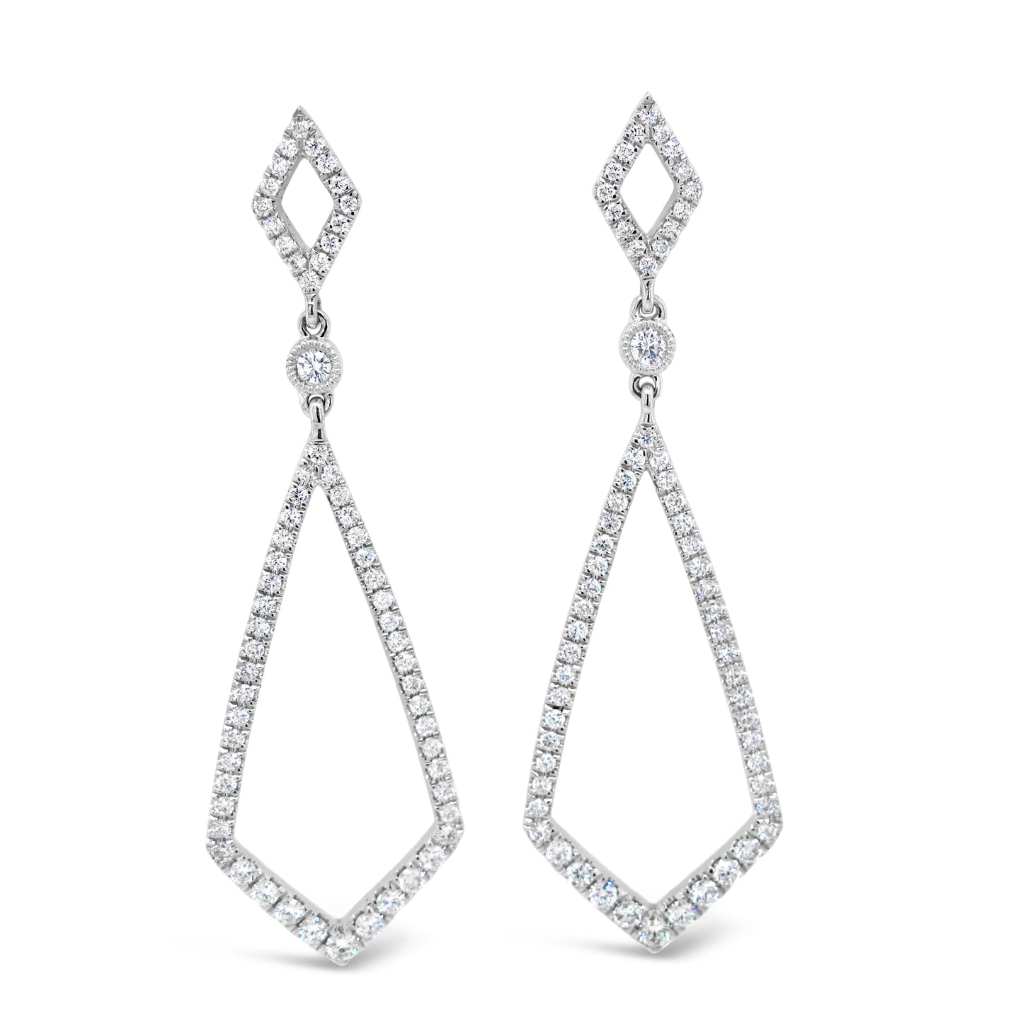 18k White Gold 1.13ct TDW White Diamond Dangling Earrings