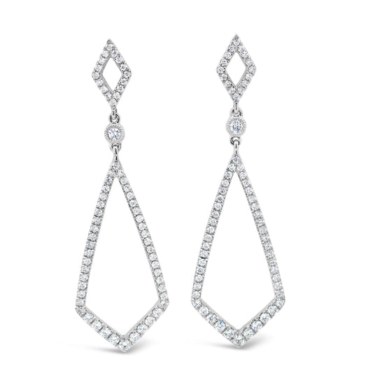 18k White Gold 1.13ct TDW White Diamond Dangling Earrings