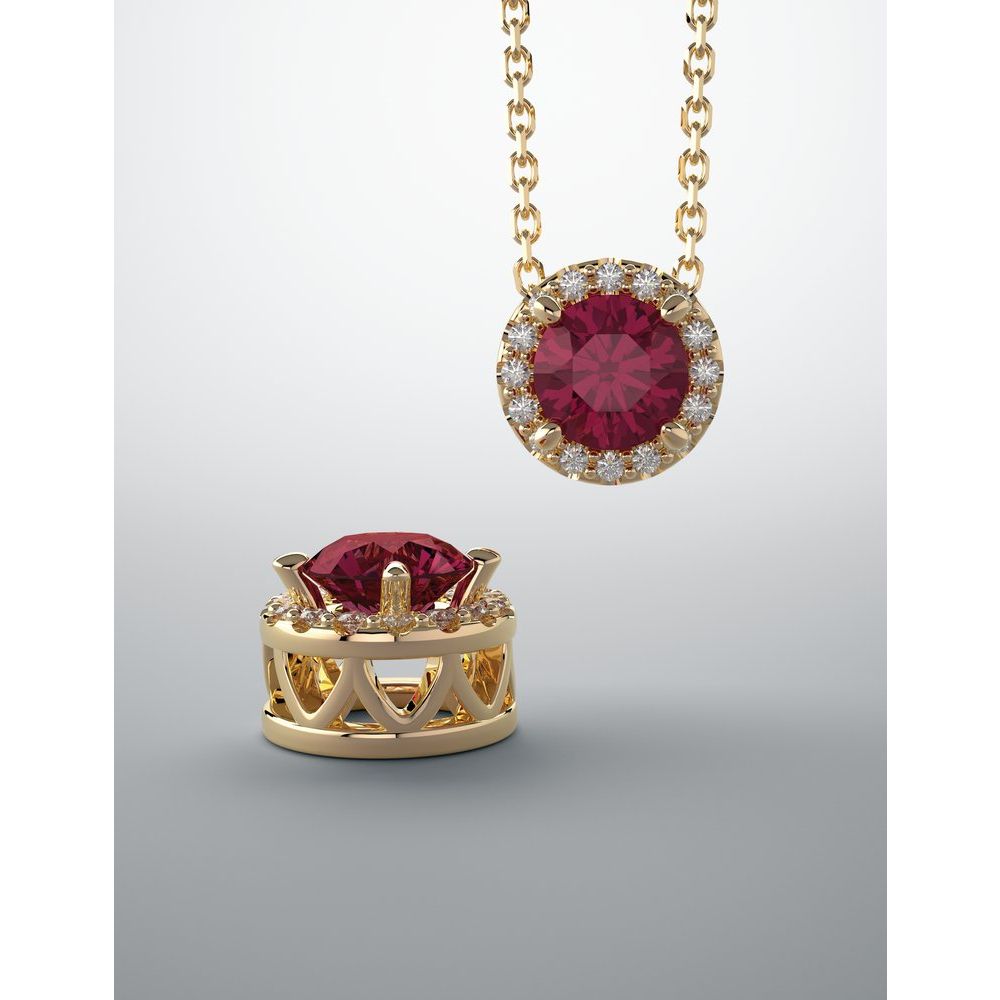 14k Yellow Gold Lab-Grown Ruby & .07 CTW Natural Diamond Slide Pendant