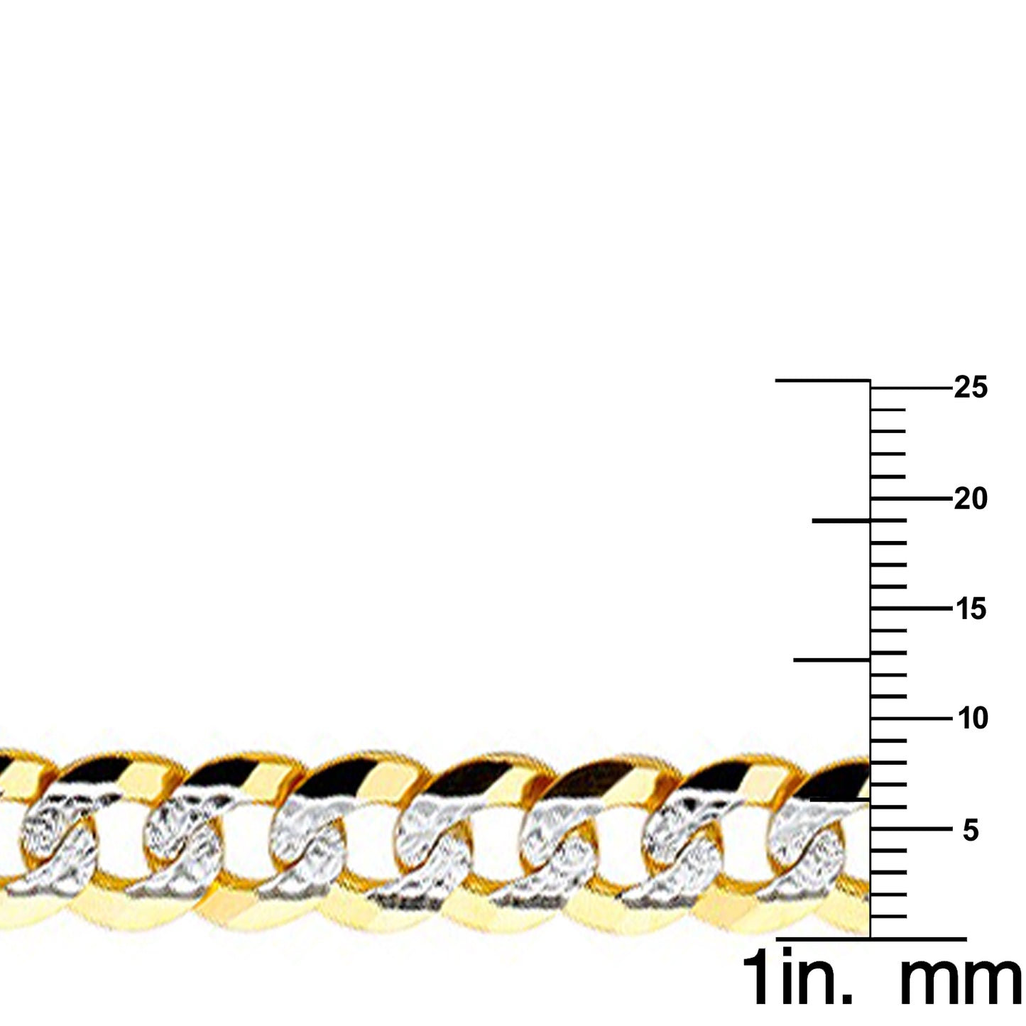 14k Two-tone Gold 8.2mm Wide Regular White Pave Cuban Men's Chain Necklace