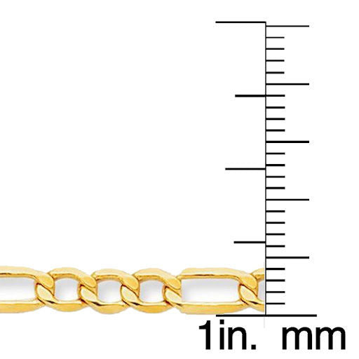 14k Yellow Gold 4.2mm Hollow Figaro Unisex Chain Bracelet (7.5")