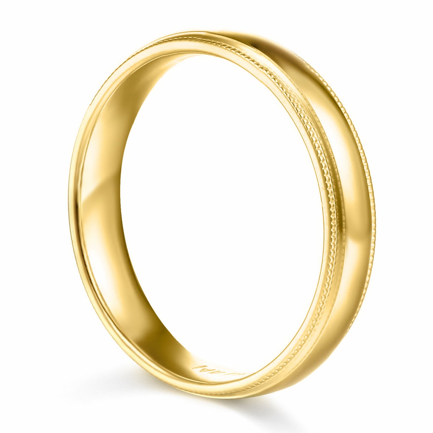 14k Yellow Gold 6mm Unisex Standard-fit Polished Milgrain Wedding Band