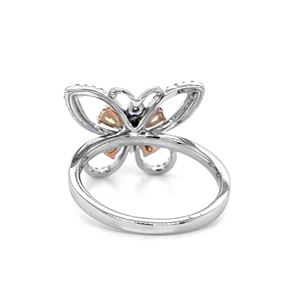 14k White Gold 0.54ct TDW Fancy Yellow and White Diamond Butterfly Ring