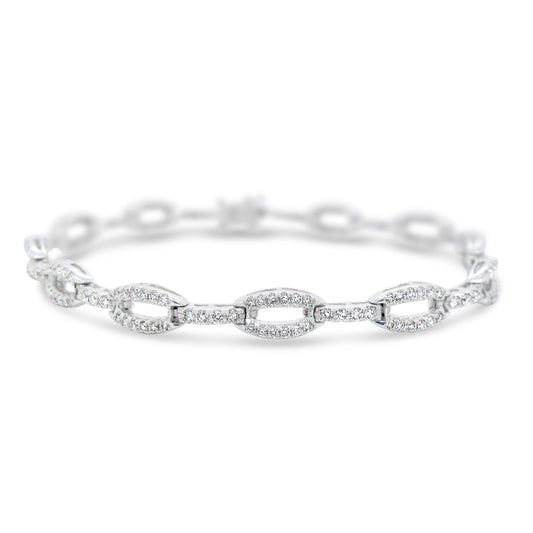 18k White Gold 1 1/2ct TDW White Diamond Oval Link Bracelet
