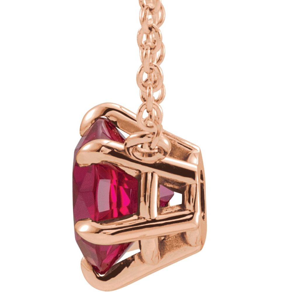 14k Rose Gold Natural Ruby Solitaire 16" Necklace