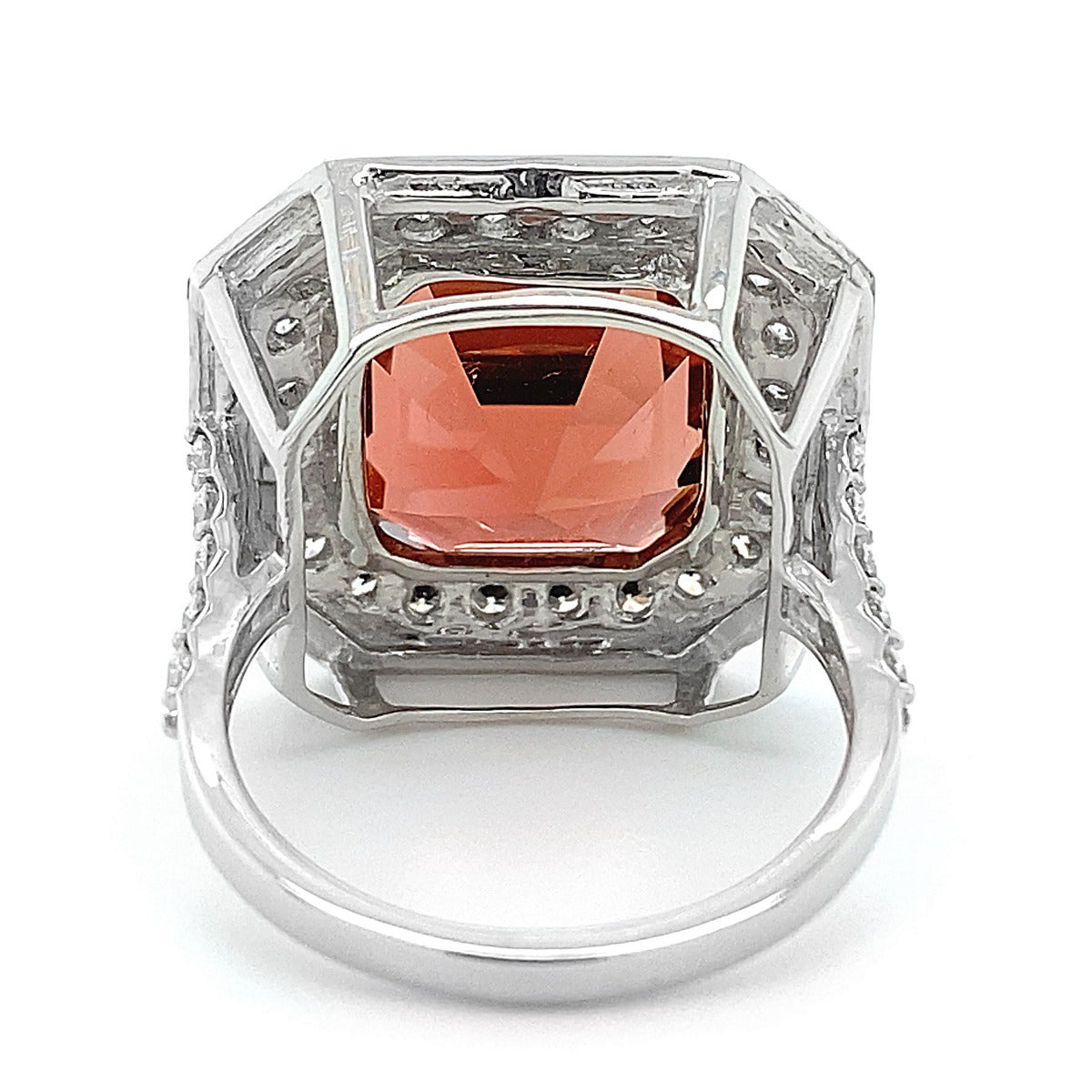 Platinum 12.47ct TGW Orange Tourmaline and Diamond Ring
