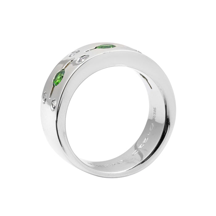 14k White Gold 0.77ct TGW Russian Demantoid Garnet and White Diamond Ring