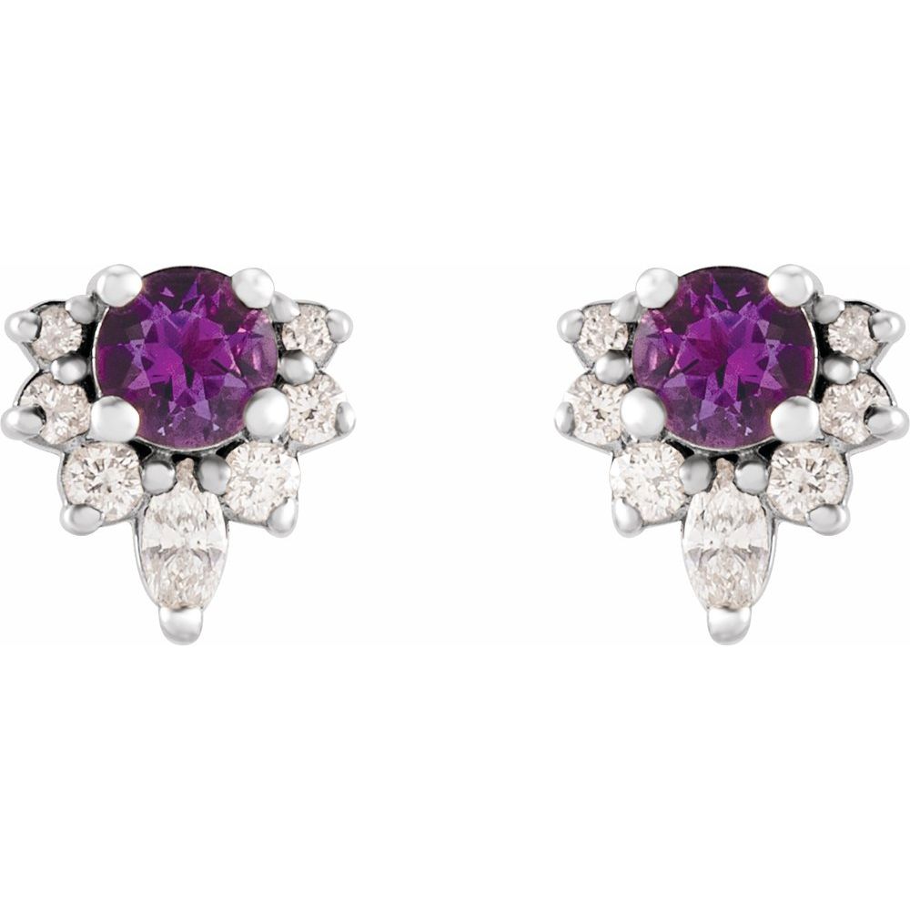 14k White Gold Natural Amethyst & 1/6 CTW Natural Diamond Earrings