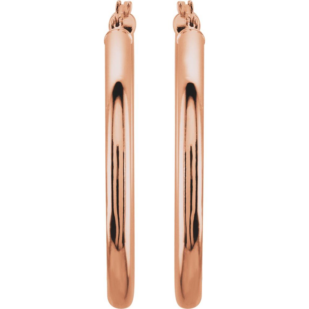 14K Rose Gold 35 mm Tube Hoop Earrings