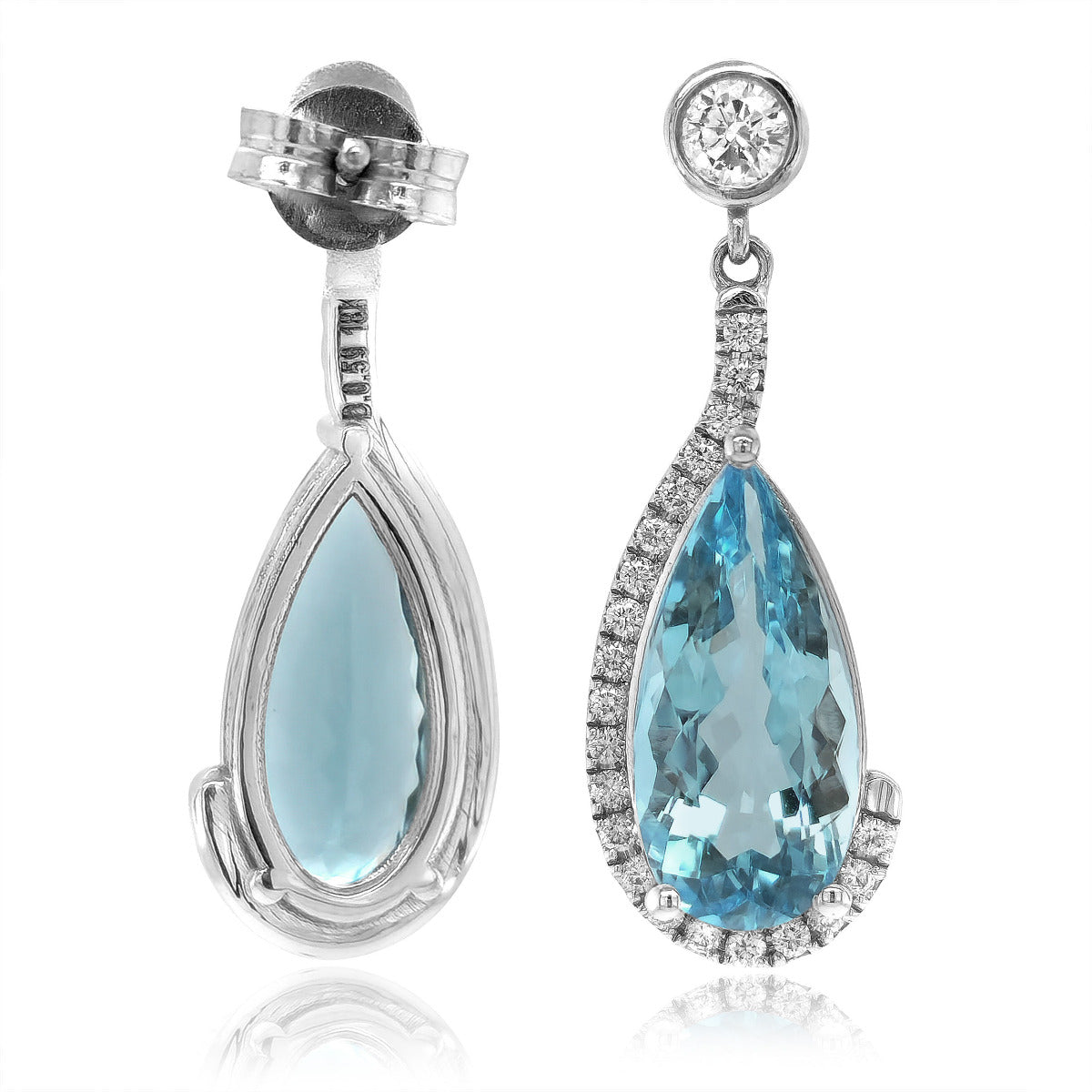 18K White Gold 5.65ct TGW Aquamarine and Diamond One-of-a-Kind Earrings