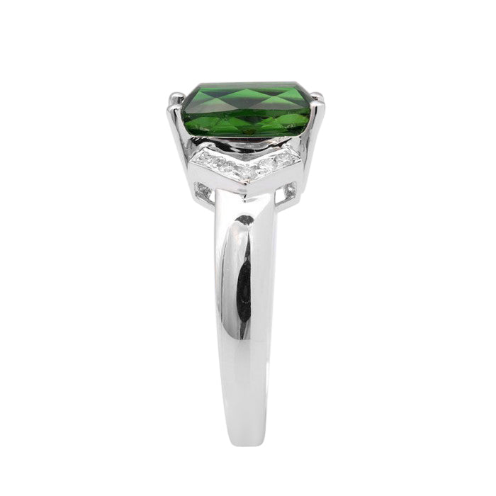 18k White Gold 3.09ct TGW Chrome Tourmaline and White Diamond One-of-a-Kind Ring