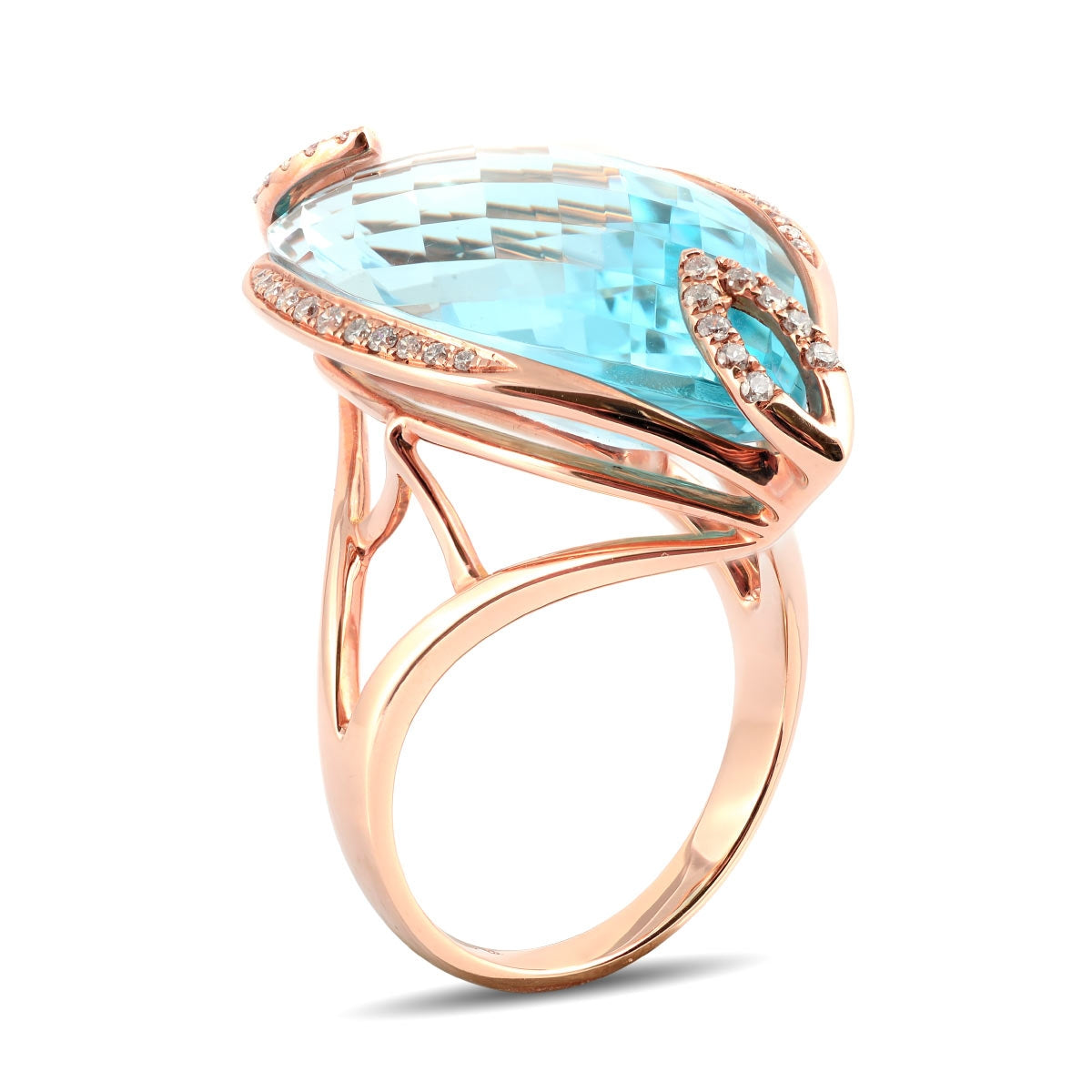18K Rose Gold 24.15 ct TGW Sky Blue Topaz One-of-a-Kind Ring
