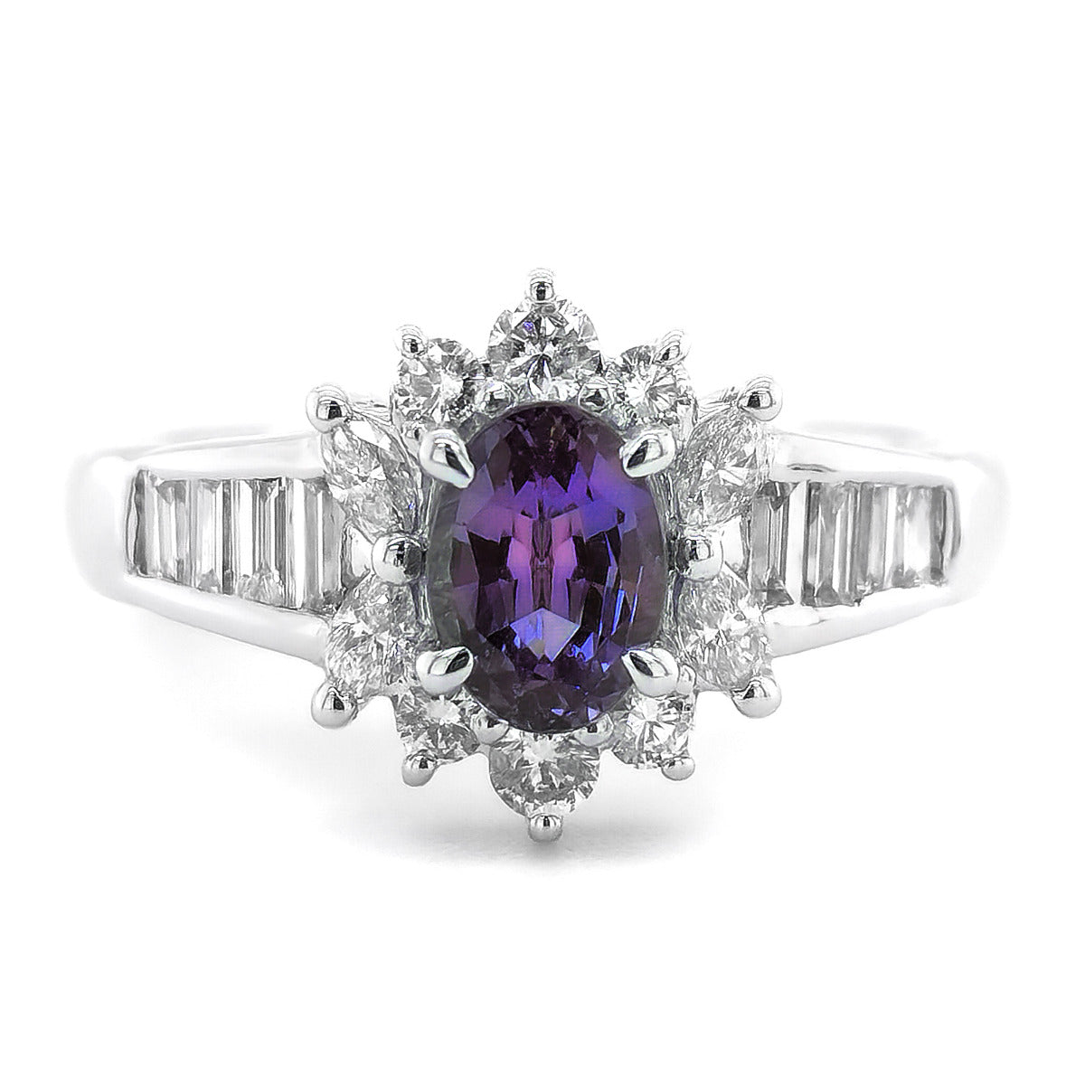 Platinum 1.32ct TGW Color Change Alexandrite and Diamond One-of-a-Kind Ring