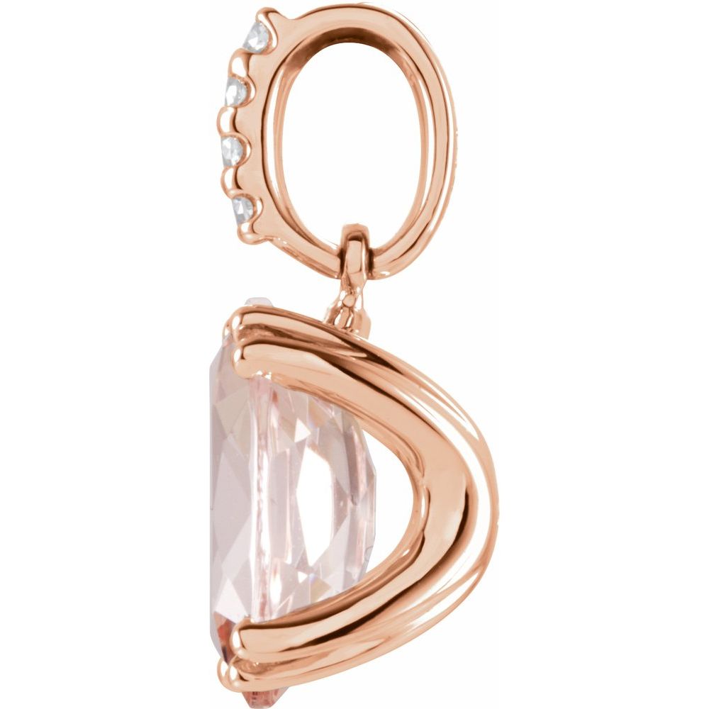 14k Rose Gold Natural Pink Morganite & .04 CTW Natural Diamond Pendant