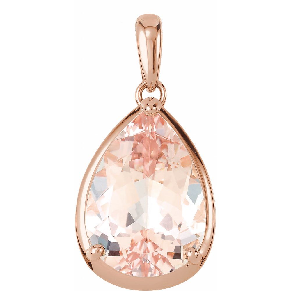 14k Rose Gold Natural Morganite Pendant