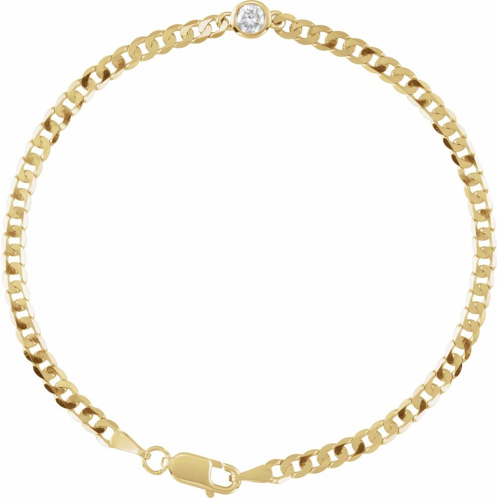 14K Yellow Gold 1/5 CT Natural Diamond Link 7" Bracelet