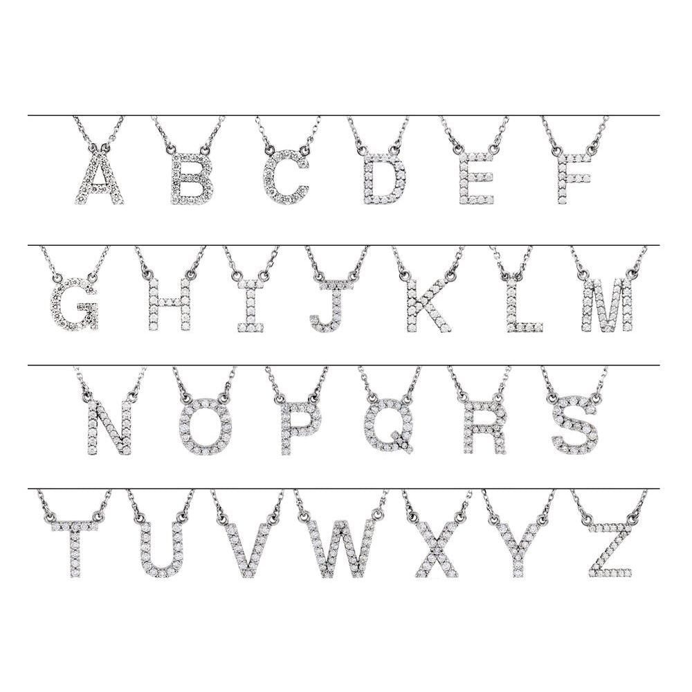 Unisex 14K Yellow Gold 1/6 CTW White Diamond Natural Diamond Initial M Pendant Necklace