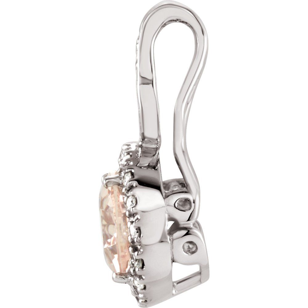 14k White Gold Natural Pink Morganite & 1/8 CTW Natural Diamond Pendant